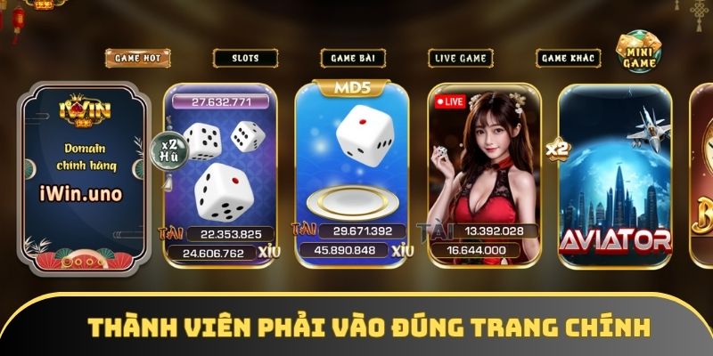 Thành viên phải vào đúng trang chính của Iwin68