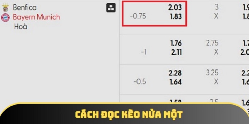 Trường hợp ví dụ của mức chấp 0.75 trên sảnh nhà cái